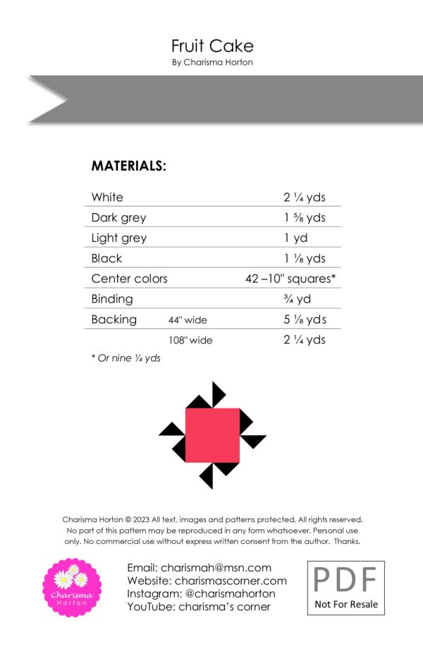 Digital Quilt Pattern Fruit Cake Quilt Pattern